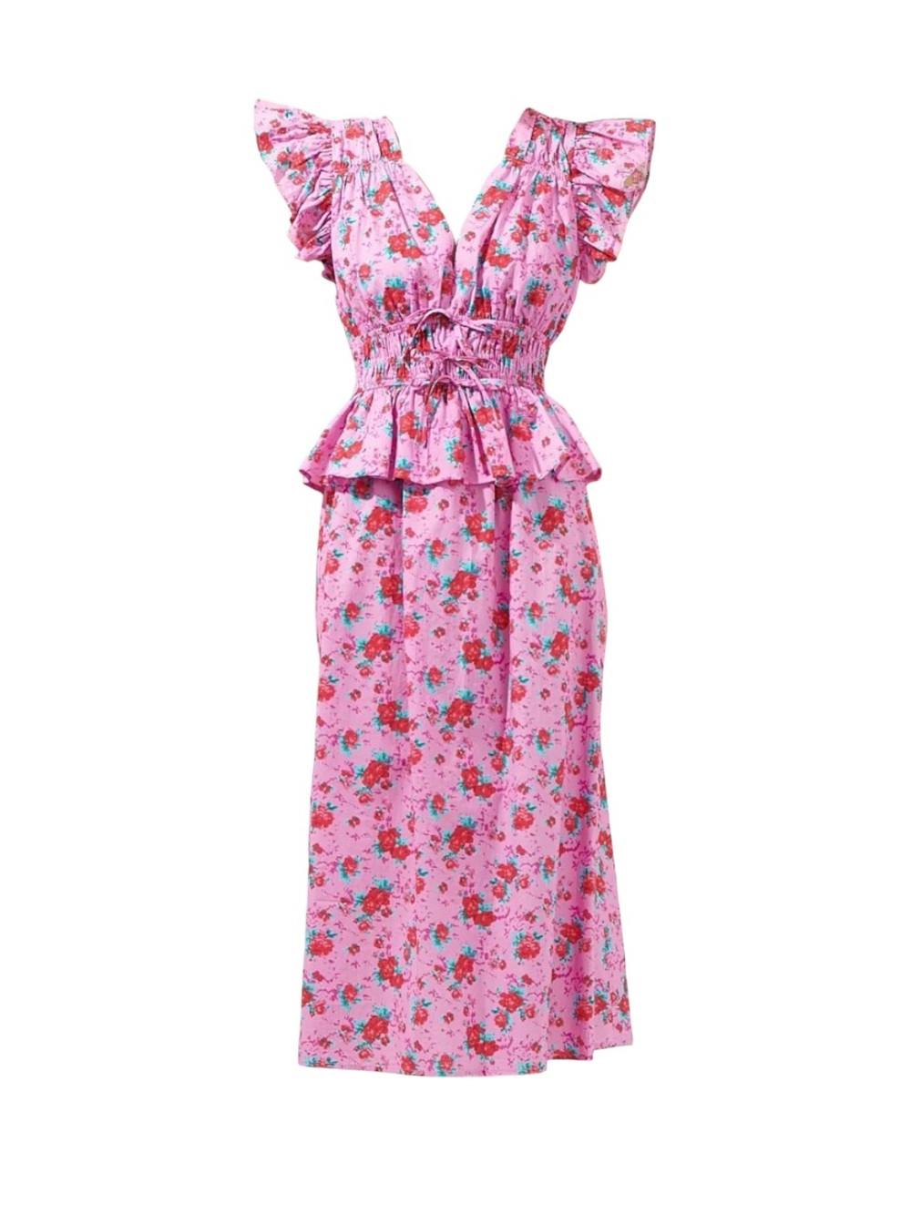 Berryglow Floral Smocked Midi Dress from Sugarlips